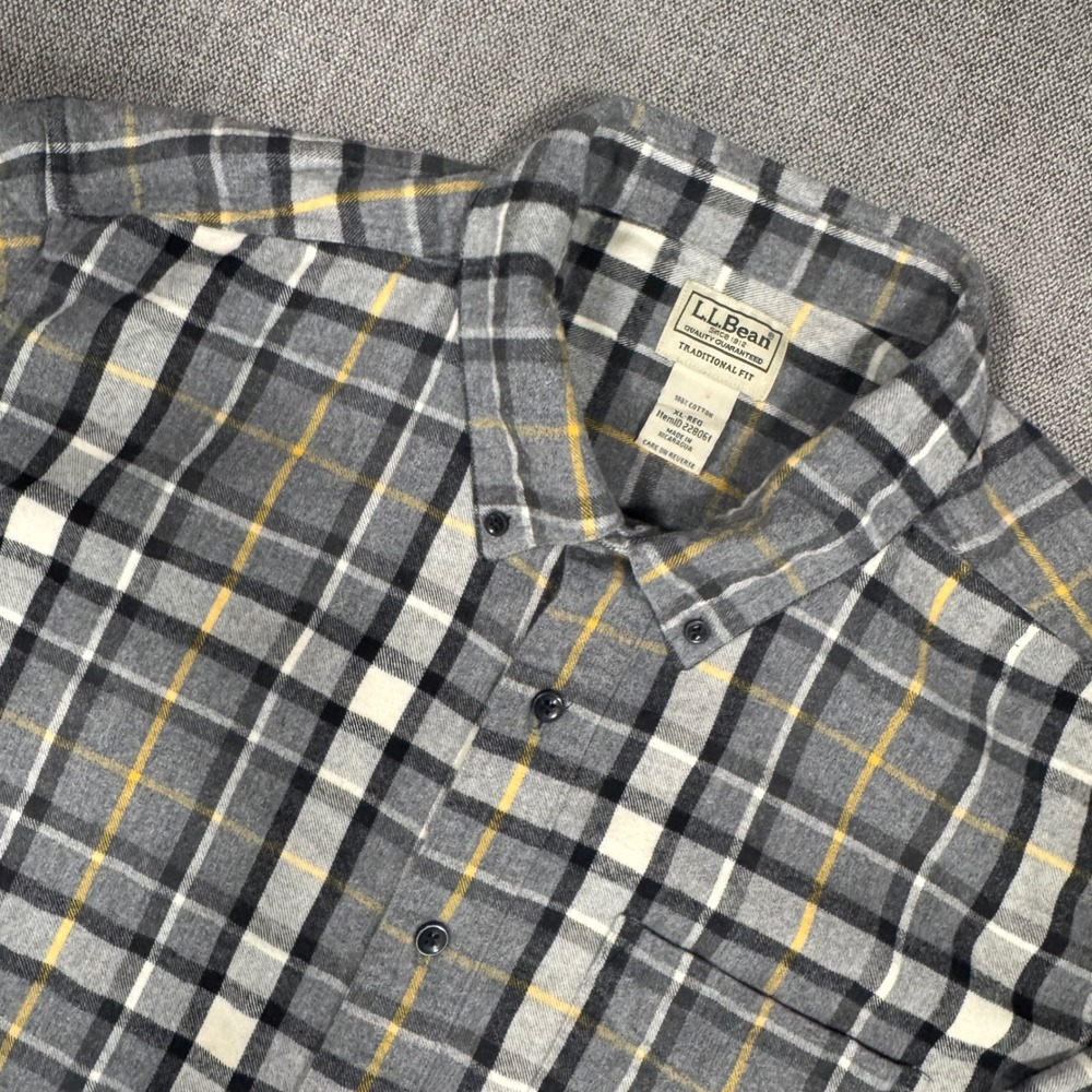 L.L.Bean Mens Flannel Shirt Traditional Fit XL‎ Plaid Cotton Button Down Fall